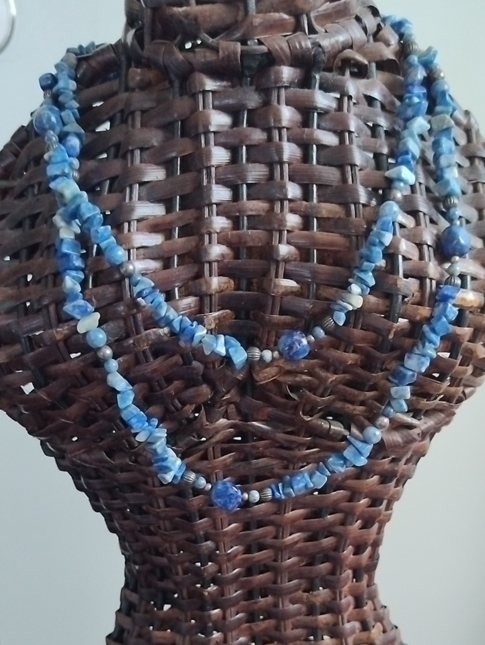 Blue Chip Stone Bead Layered Necklace - Women’s Jewelry